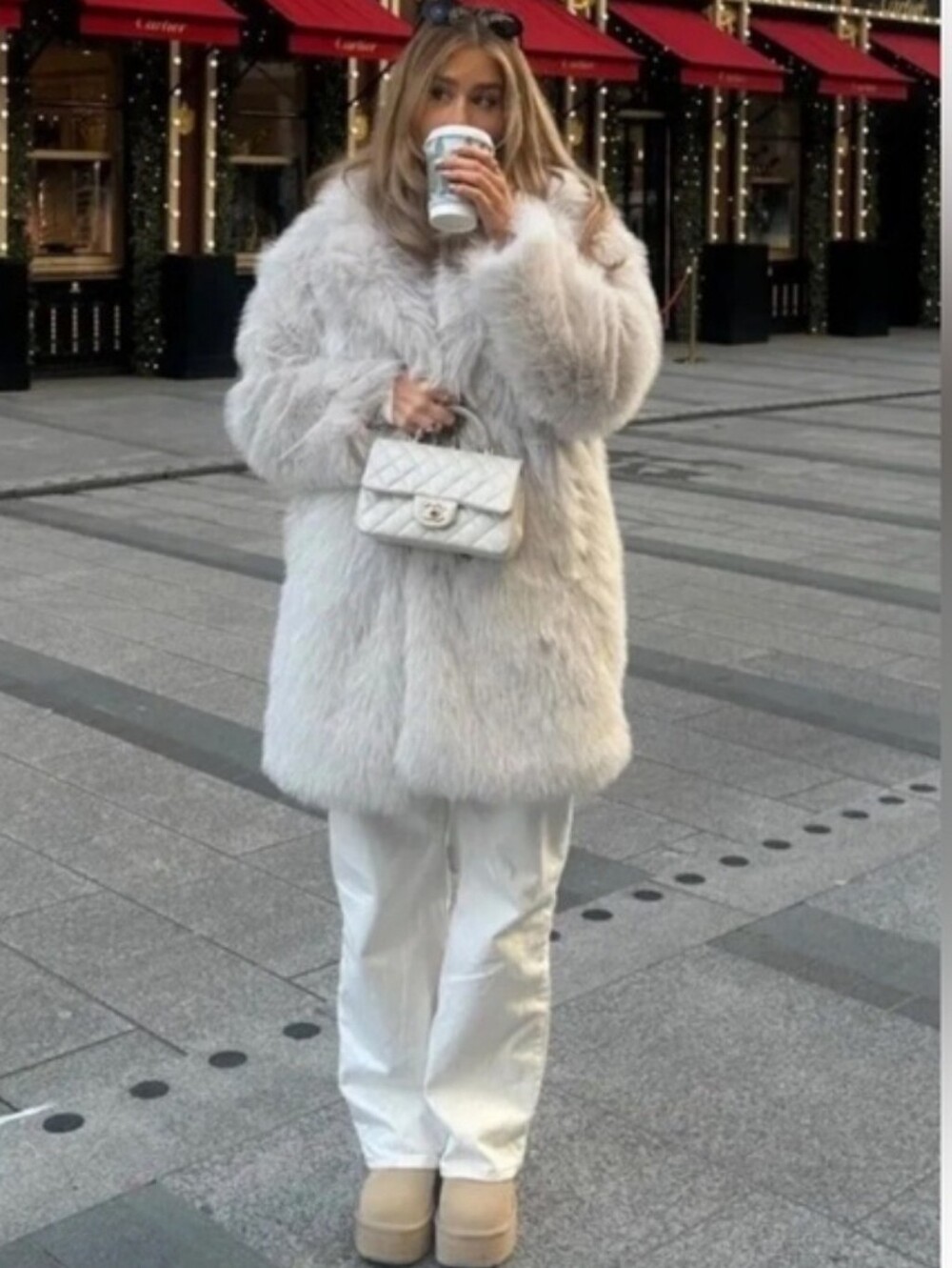 NWT ZARA Faux Fur Coat Ecru  Size XS - Picture 2 of 15